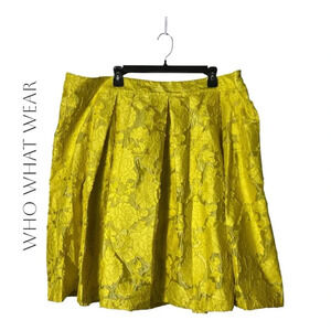 2037. WHO WHAT WEAR JACQUARD MIDI‎ SKIRT YELLOW COLOR SIZE 22W PLEATED ZIPPER